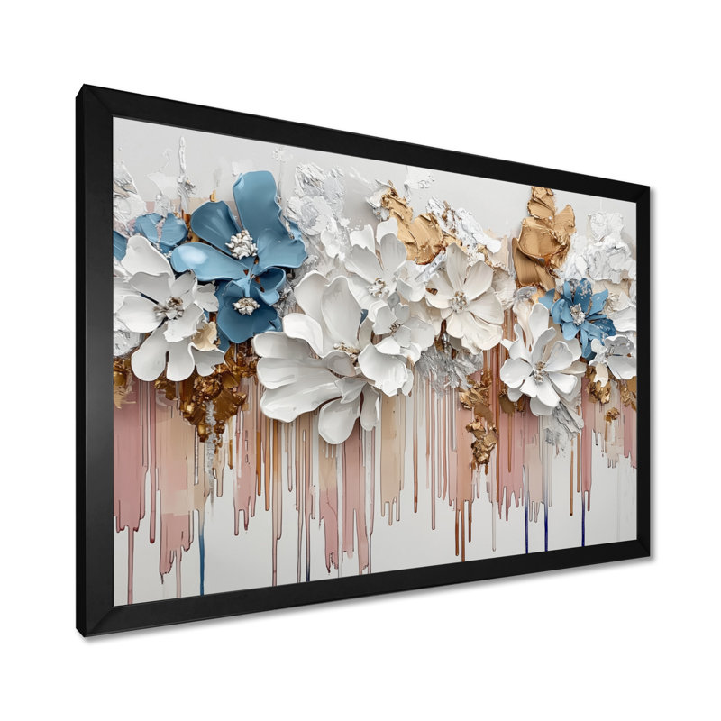 Jaacov - Floral Large Wall Decor, Reproduction encadrée d'une seule photo, H 30 po x l 40 po, Noir, noir, noir, noir