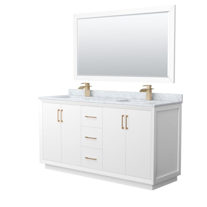 Strada 66'' W Double Vanity, Brown, White