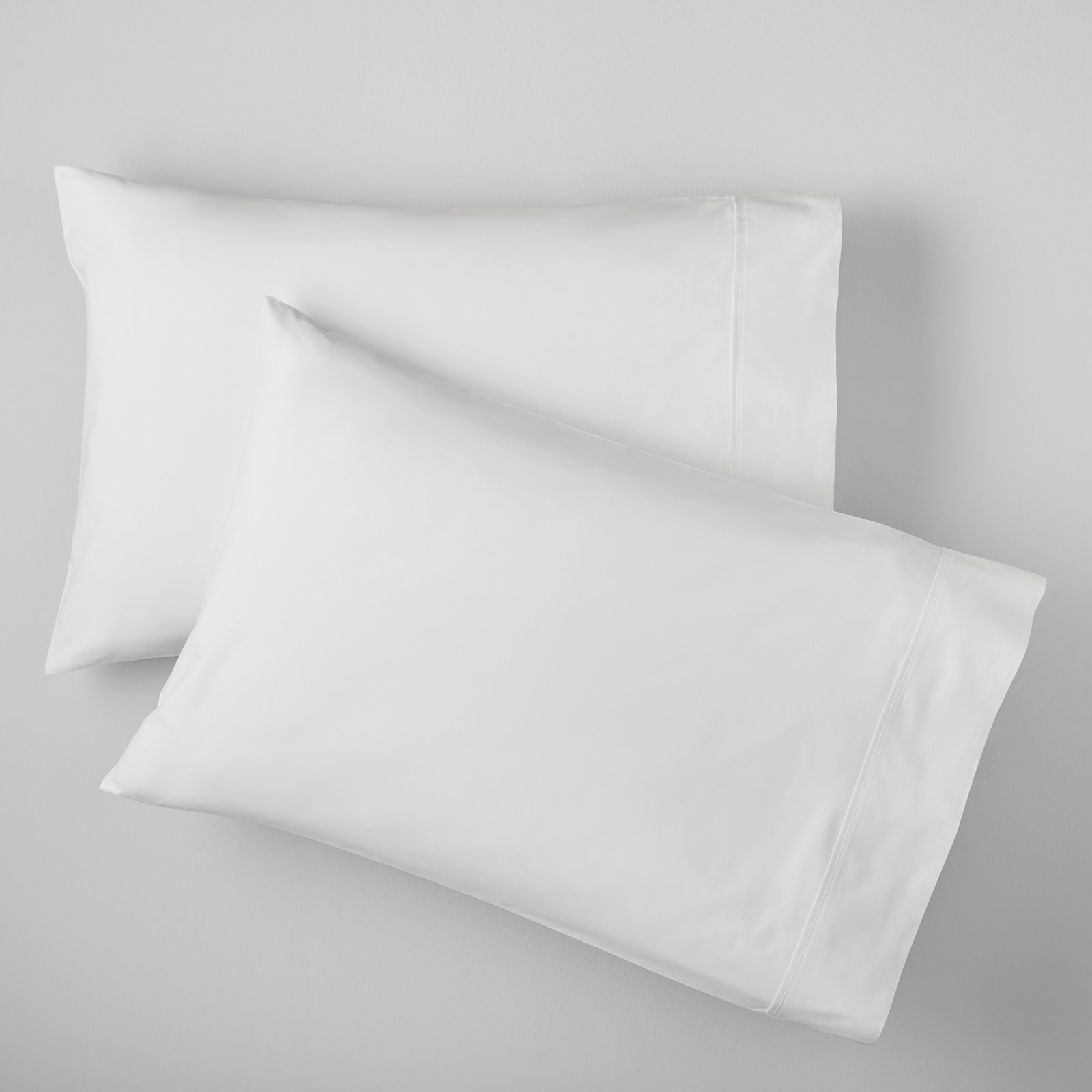 Emrik Brushed Organic Cotton Percale Pillowcase Set, King - 2 King Pillowcases, White