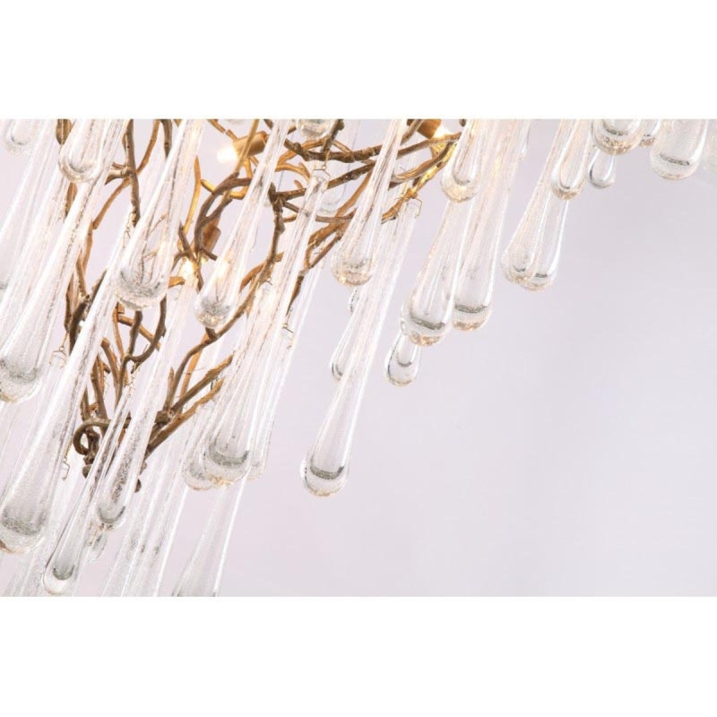 Lustre suspendu en bronze coulé à 9 lumières, Clair, Nickel brossé, 42 po de largeur x 48 po de hauteur