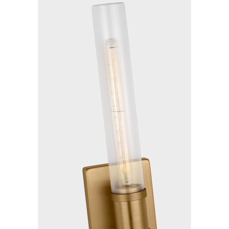 Two Light Vanity, Clear Fluted, 30" H x 5" W x 3.63" D, Satin Brass
