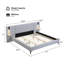 Lit rembourré avec lumières et tablettes intégrées