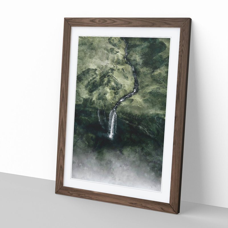 Waterfall View - Picture Frame Graphic Art, 36cm H x 27cm W x 2cm D, Walnut