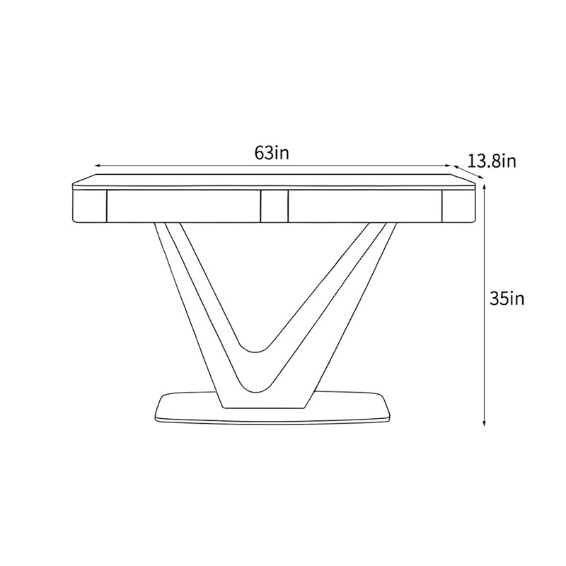 Italian-style light luxury high-end console table, Black, 35" H x 63" W x 13.8" D, Gray