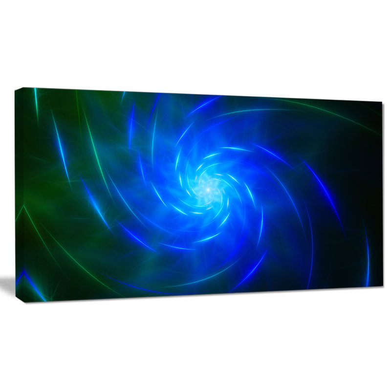 « blue fractal tourbillon design », impression sur toile tendue, H 16 po x l 32 po x P 1 po