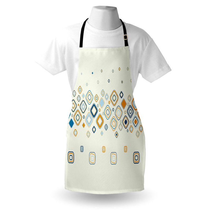 East Urban Home Modern Apron Unisex, Vector Geometric Shapes, Adult Size, Cream Marigold Pale Blue