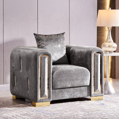 Fauteuil en velours de 43 po Foehr