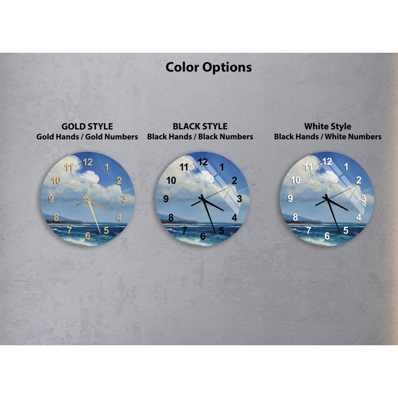 Horloge murale Peaceful Ocean Wave, Blanc