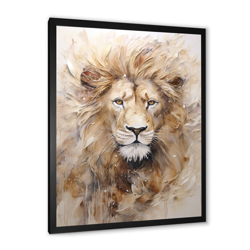 «Powerful Lion S Stare Portrait IV», reproduction, Cadre simple noir, H 32 po x l 16 po x P 1 po