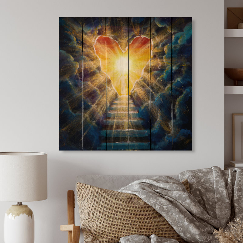 Stairway to Heart Heaven - Peinture sur bois sans cadre, H 30 po x l 30 po x P 1 po