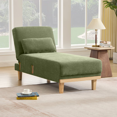 62.2''L Premium Chenille Chaise Lounge, Adjustable Backrest