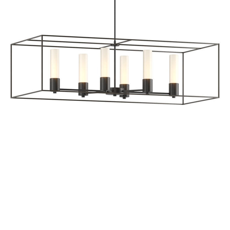 Portico 6 - Light Kitchen Island Linear Pendant, Opal, Black, Dark Smoke