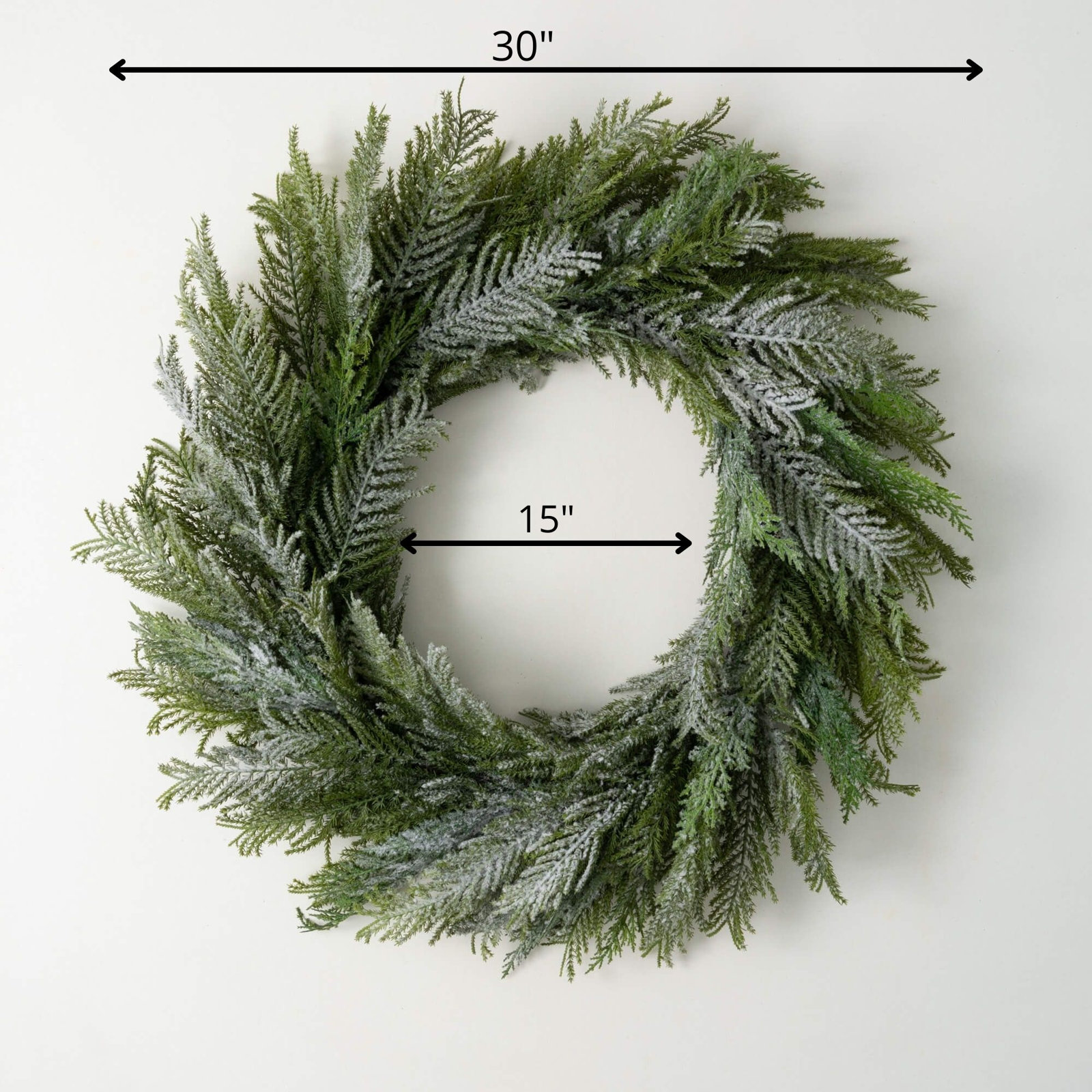 30" Artificial Norfolk Island Cedar Christmas Wreath, Green