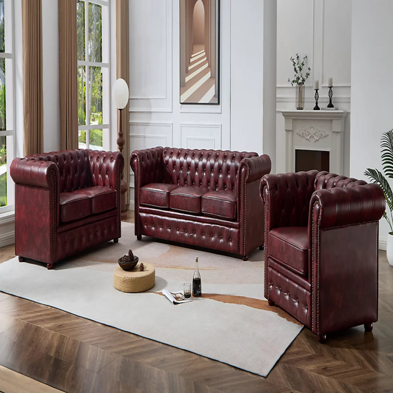Faux Leather Living Room Set