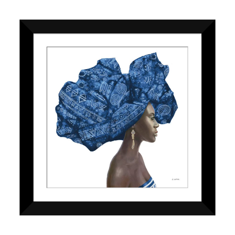 «Pure Style II Blue» par James Wiens - impression d'art audacieux, H 16 po x l 16 po x P 1 po, Cadre noir