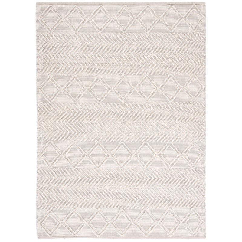 Tapis crème en laine tissé à la main Tarres, Rectangulaire 3 pi x 5 pi