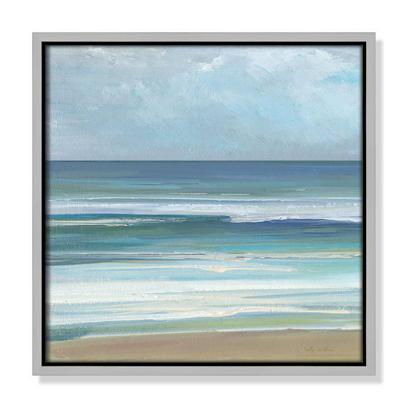«Gentle Waves I» par Sally Swatland, Argent argent, H 13,5 po x l 13,5 po