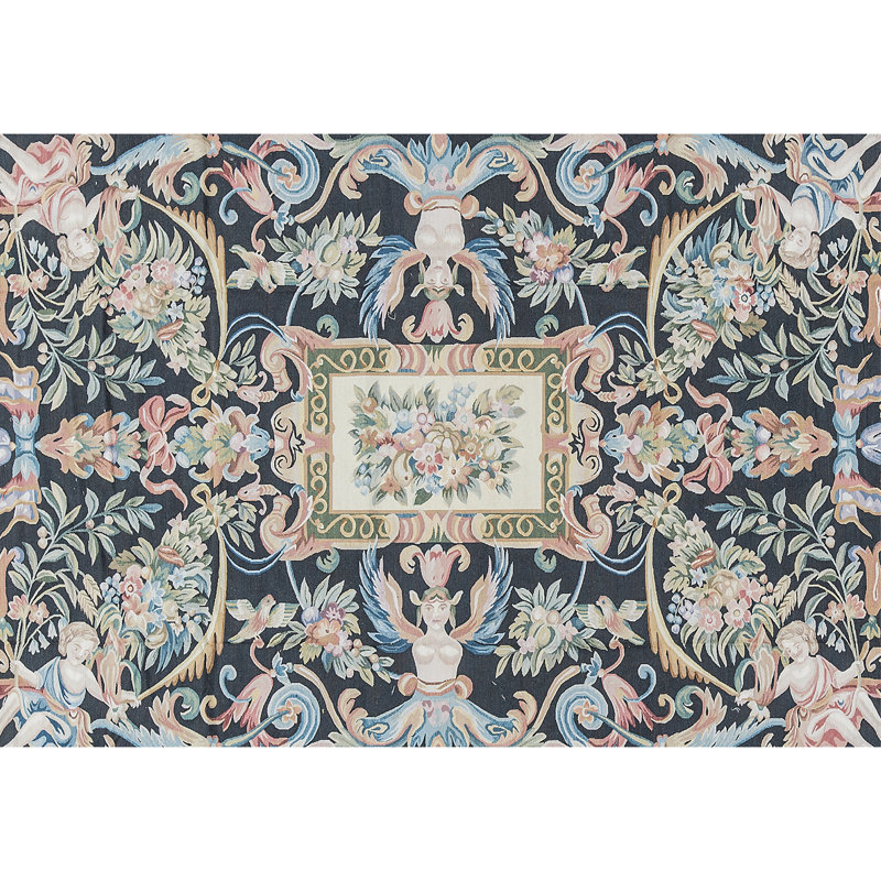Hand-Knotted High-Quality Black and Gold Area Rug