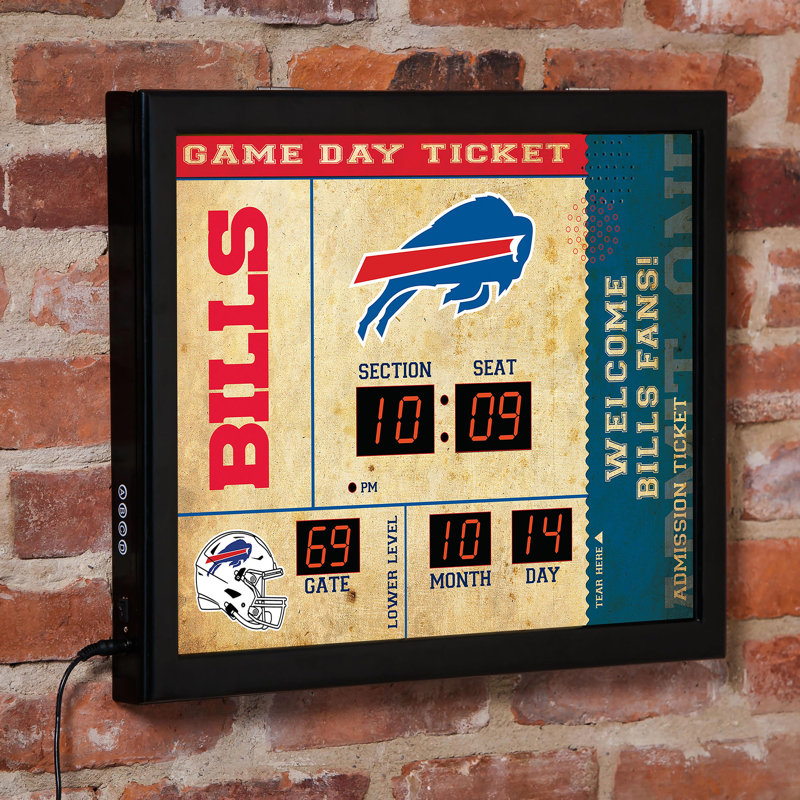 Horloge murale Buffalo Bills, Brun clair / rouge / bleu, Sport Team Buffalo Bills