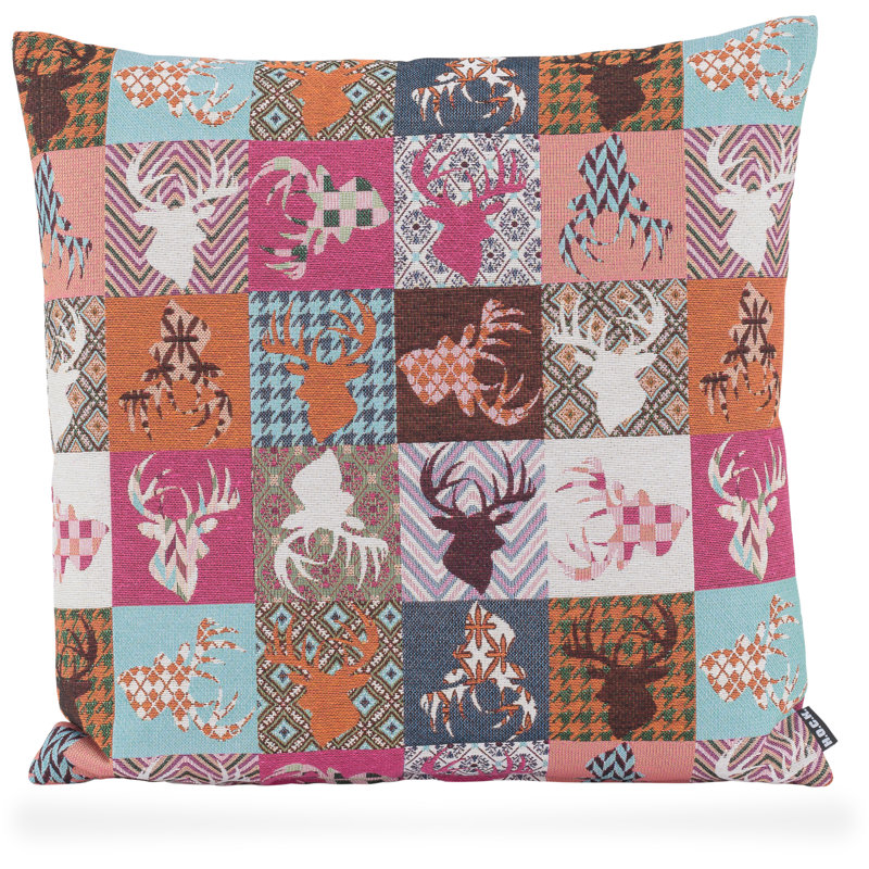 Hirsch Patchwork Square Cushion, Red