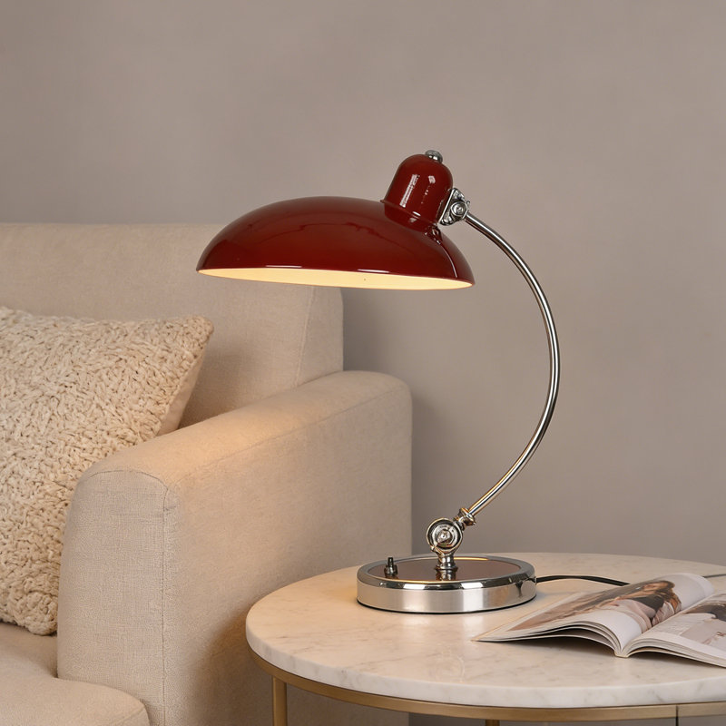 Modern Goose Neck Swing Arm Table Lamp, Red, 15.75" H x 11.22" W x 11.22" D