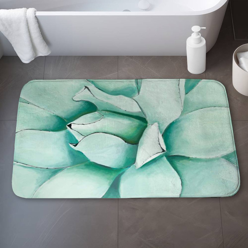 Succulent closeup Bath Mat with Non-Slip Backing - Quick Dry Memory Foam Bathroom Rug - Absorbent - Modern Plush Spa-Style - Machine Washable