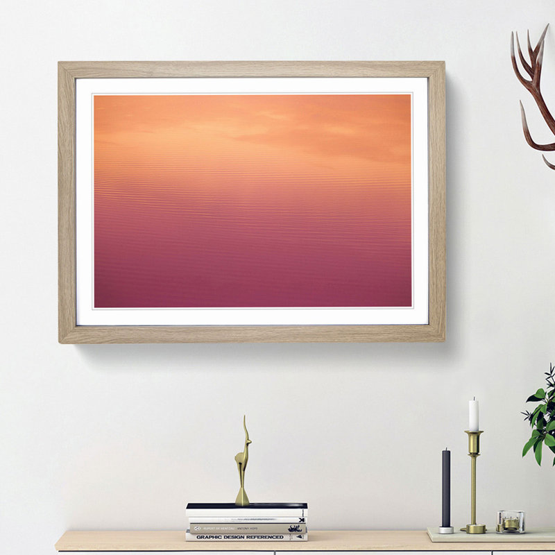 Peach Seascape - Picture Frame Photograph Print, 48cm H x 65cm W x 2cm D, Oak Framed