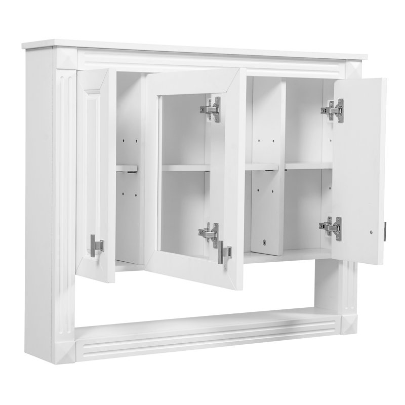 Armoire de salle de bain avec miroir, armoire à pharmacie murale avec tablette ouverte, armoire de rangement avec miroir