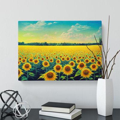 Beaming Sunflower Field - Wrapped Canvas