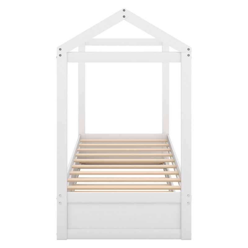 Lit maison avec lit gigogne, peut être décoré, blanc