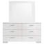 Commode 6 tiroirs en bois avec miroir blanc brillant