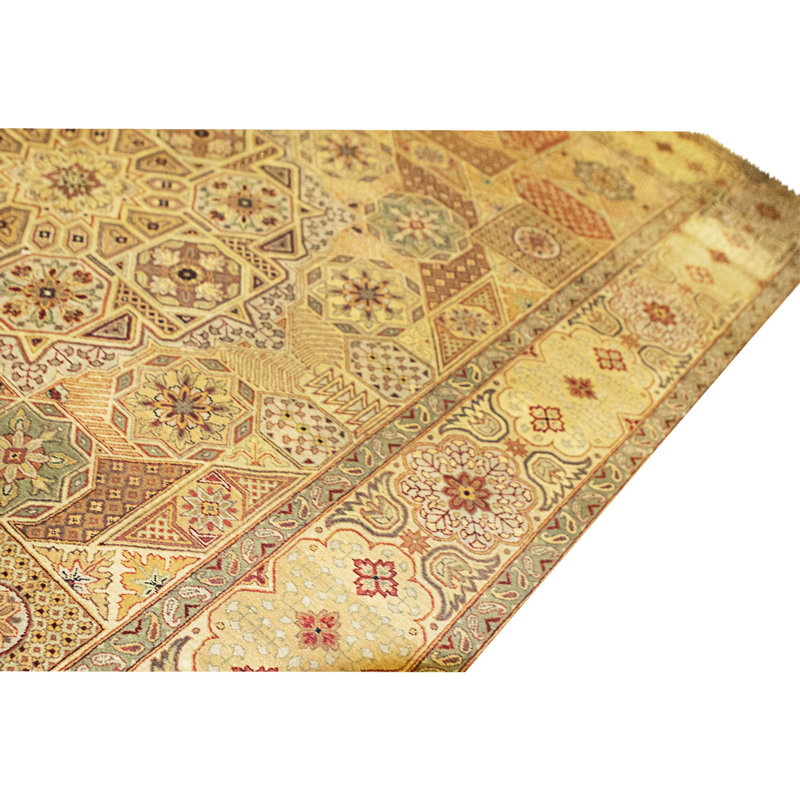 Hand Knotted Wool Area Rug in Cream