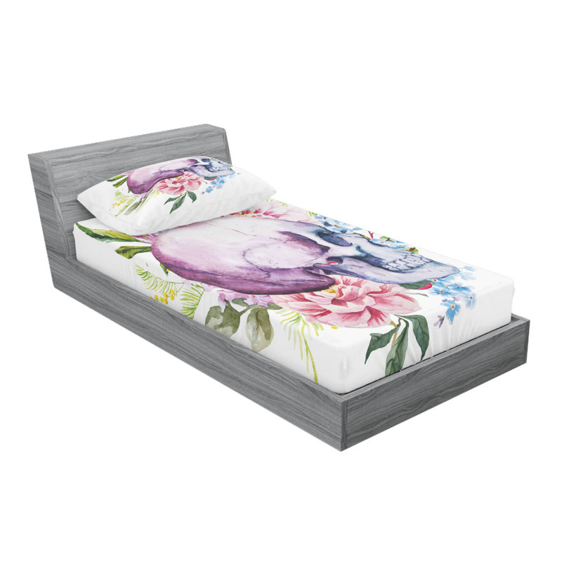 Microfiber Floral Sheet Set, Twin Sheet Set with Fitted Sheet