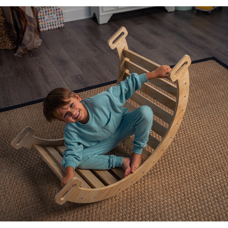 Natural Pine Montessori Indoor Climbing Gym with Slide