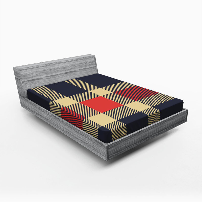Microfiber Plaid Fitted Sheet, Full Fitted Sheet, Brown/Red Plaid