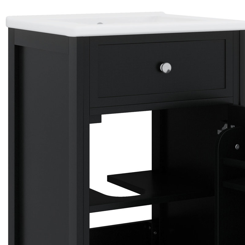 Meuble-lavabo 20 po avec lavabo 20 po, Noir
