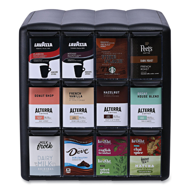 Four Column Merchandiser, 12 Compartments, 15.2 x 17.2 x 16.3, Black Four Column Merchandiser, 12 Compartments, 15.2 x 17.2 x 16.3, Black