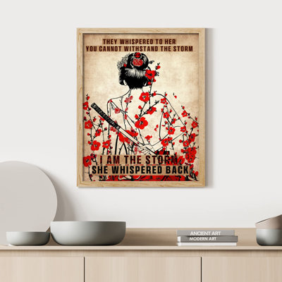 " Japanese Female Ninja With Saber Girl Power Boss Lady Courage Retro Brave Woman "