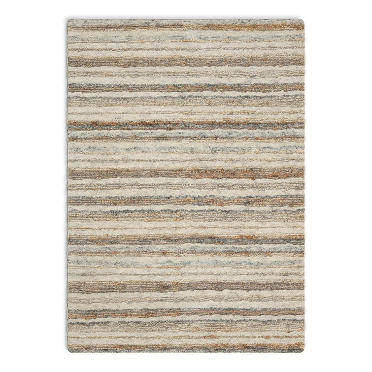 Evana Handmade Striped Cream/Gray/Brown Area Rug