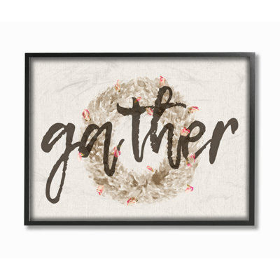 " Gather Typography Strawflower Wreath " by Daphne Polselli