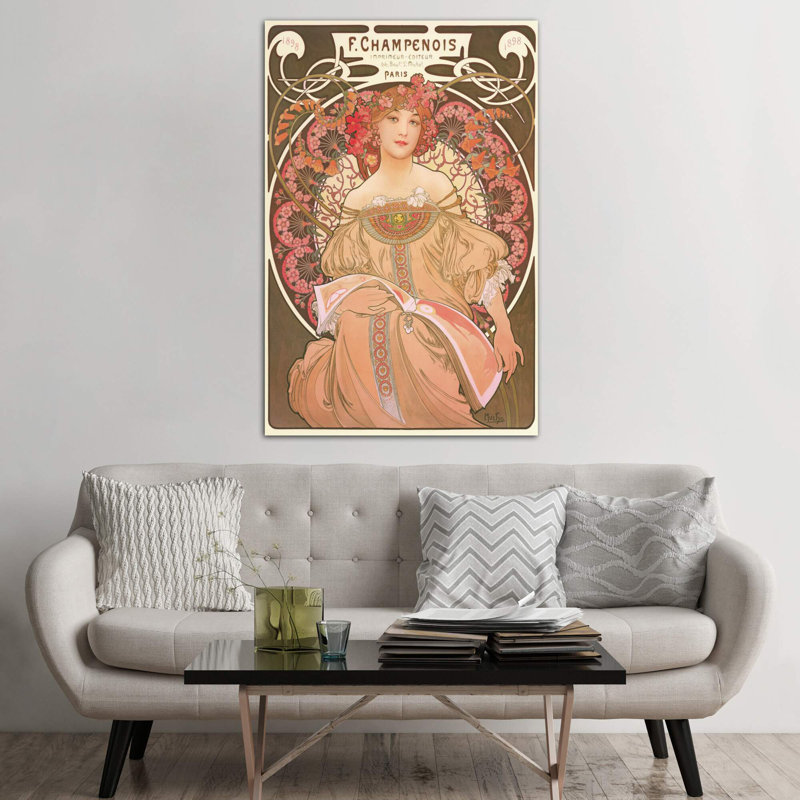 Reverie by Alphonse Mucha - Print on Canvas, 101.6 cm H x 66.04 cm W x 3.175 cm D, No Frame