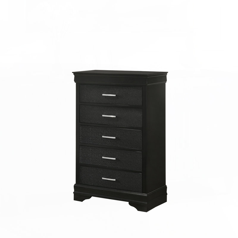 Commode haute 5 tiroirs, Noir