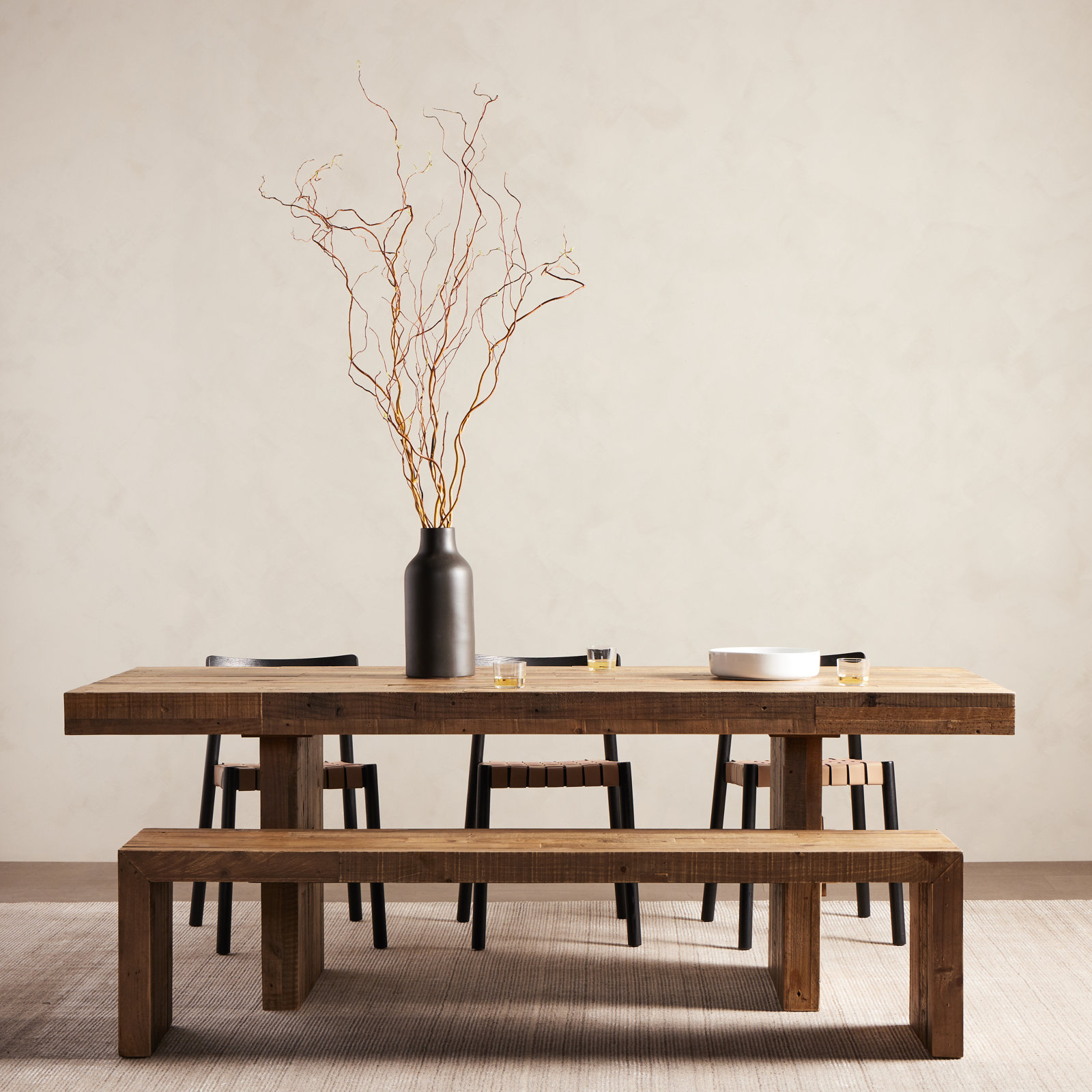 Adene Bench, Brown, 18" H x 58" W x 15" D