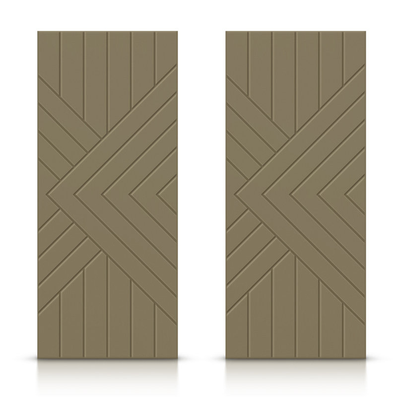 Portes de placard coulissantes sans quincaillerie d'installation, 48 po x 80 po, Vert olive
