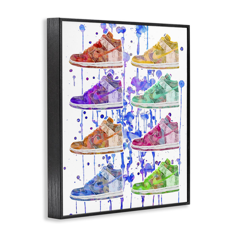 «Paint Drip Sneakers», estampe numérique par Ziwei Li, Giclée encadrée noir minuit, H 14 po x l 11 po