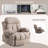 Massage 360 Swivel Rocker Recliner Chair, Fabric Manual Recliner Chair, Heating, Cup Holders, USB-1181718878
