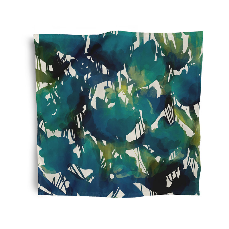 Chetana Polyester Floral Square Napkin, Blue