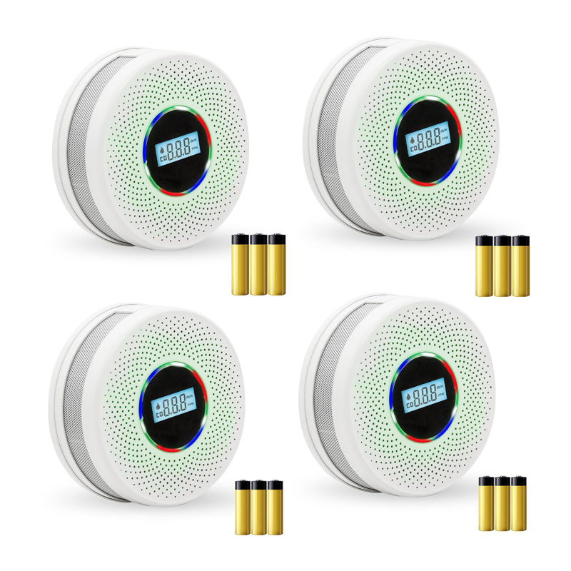 Dual Sensor Smoke Alarm&Carbon Monoxide Detector,(White/4 PCS)