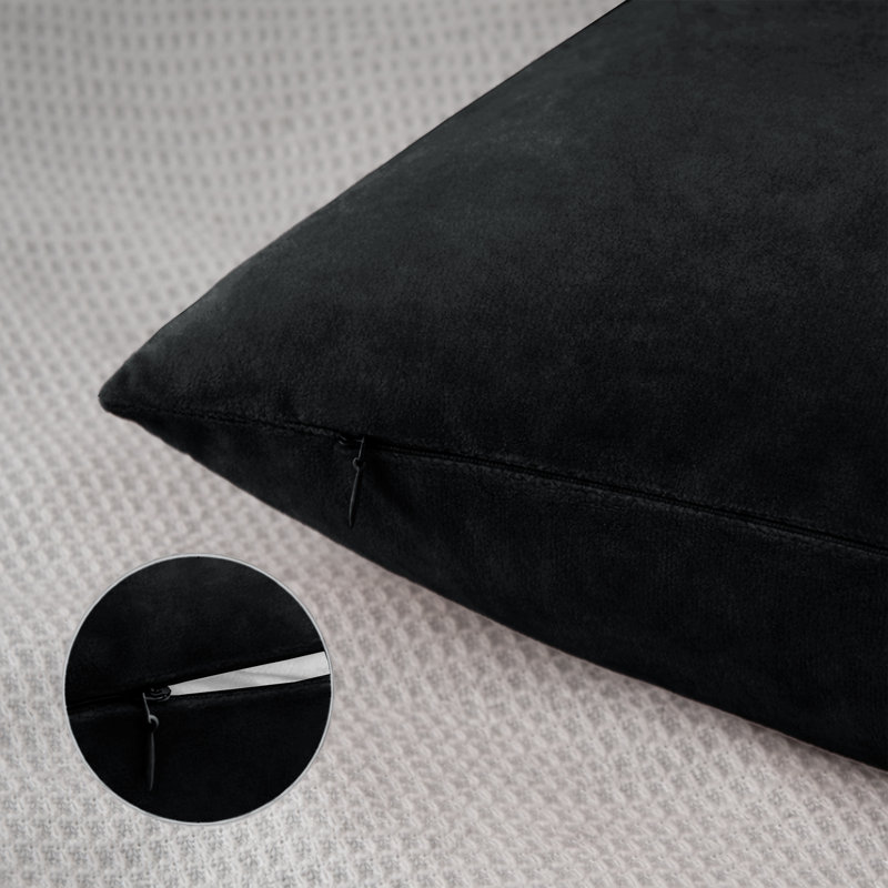 Square Scatter Velvet Cushion Cover ( Set of 4 ), Black
