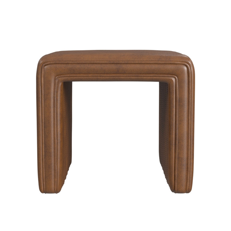 Ada Footstool Ottoman, Channel Tufted Taupe Brown Boucle, 19 Inch, Brown